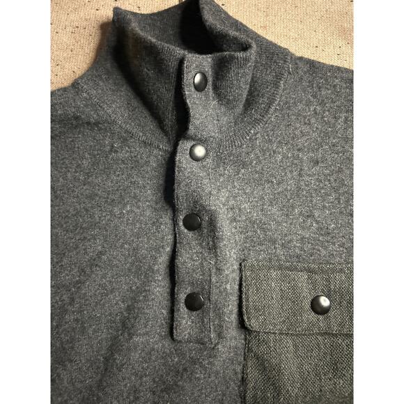 Men’s XL Gray Merona Wool Blend Sweater Snap Mock Neck Banana Republic - Picture 2 of 8